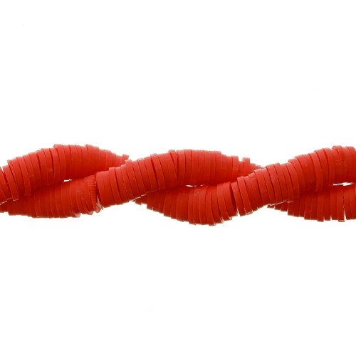 Heishi polymer clay rondelle beads 6x1 mm Red x39 cm