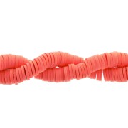 Heishi beads in polymer clay 6x1 mm coral red x45 cm