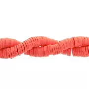Heishi polymer clay rondelle beads 6x1 mm Coral Red x45 cm