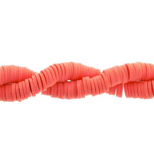 Heishi polymer clay rondelle beads 6x1 mm Coral Red x45 cm