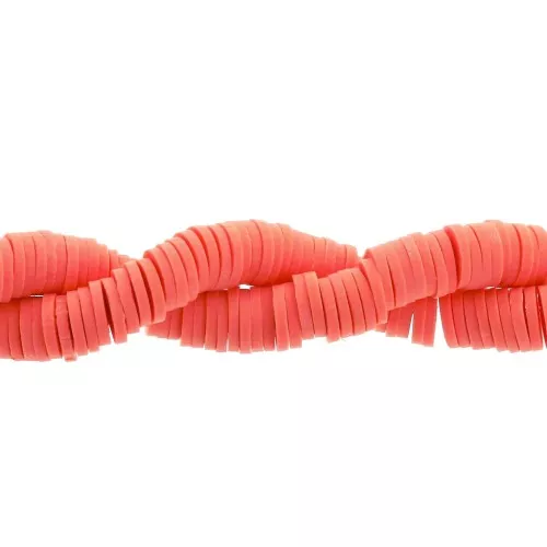 Heishi polymer clay rondelle beads 6x1 mm Coral Red x45 cm