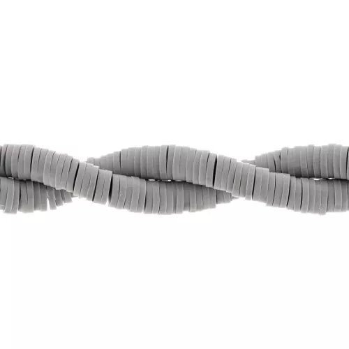 Heishi polymer clay rondelle beads 6x1 mm Light grey x43 cm