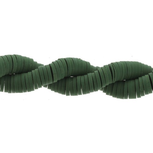 Heishi polymer clay rondelle beads 6x1 mm Bottle green x46 cm