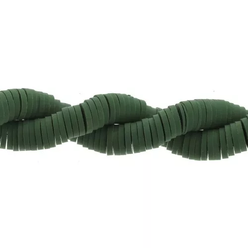 Heishi polymer clay rondelle beads 6x1 mm Bottle green x46 cm