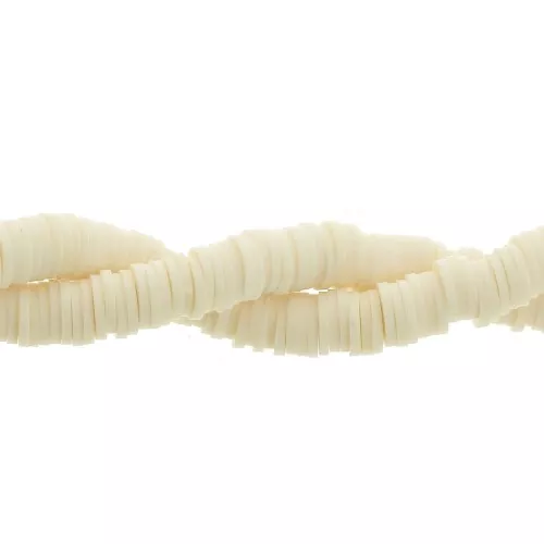 Heishi polymer clay rondelle beads 6x1 mm Cream x45 cm