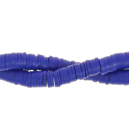 Heishi polymer clay rondelle beads 6x1 mm Hard Blue x44 cm