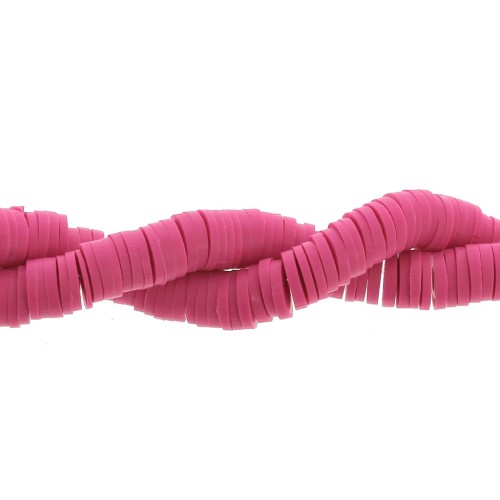 Heishi polymer clay rondelle beads 6x1 mm Pink fuchsia x44 cm