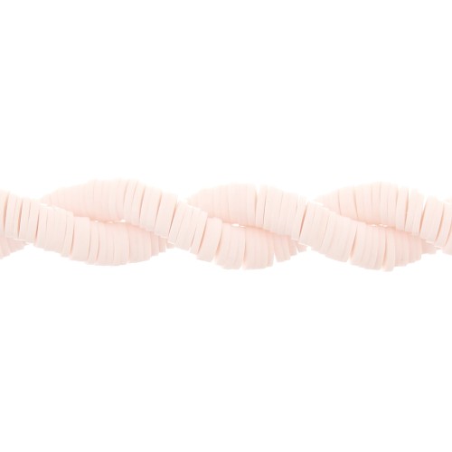Heishi polymer clay rondelle beads 6x1 mm Pale pink x44 cm