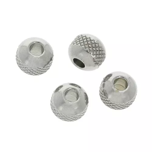 Stainless steel 8x7 mm textured flat round beads x6