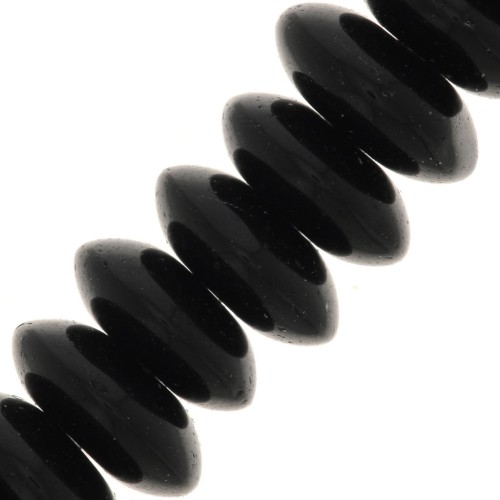 Beads Black Agate rondelle beads 8x3.5 mm x15