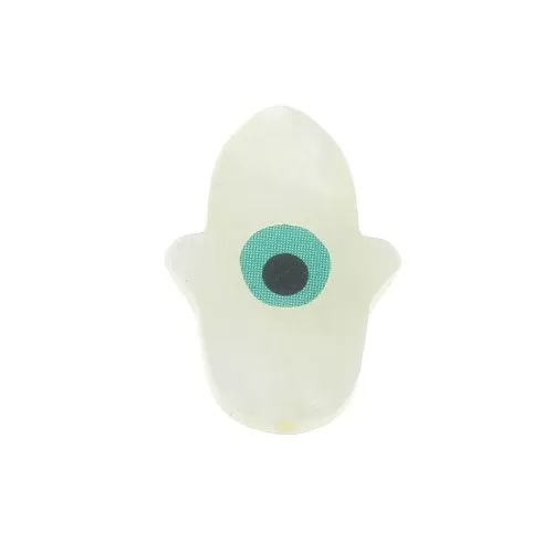 Hamsa hand bead with an eye - mother-of-pearl 16x11 mm Natural/Turquoise x1
