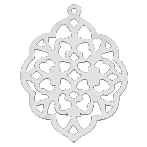 Stainless steel thin pendant 35x25 mm for DIY jewelry creation x1