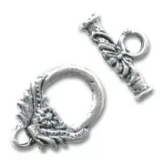 Fancy toggle clasp 15x11mm Old silver tone x1