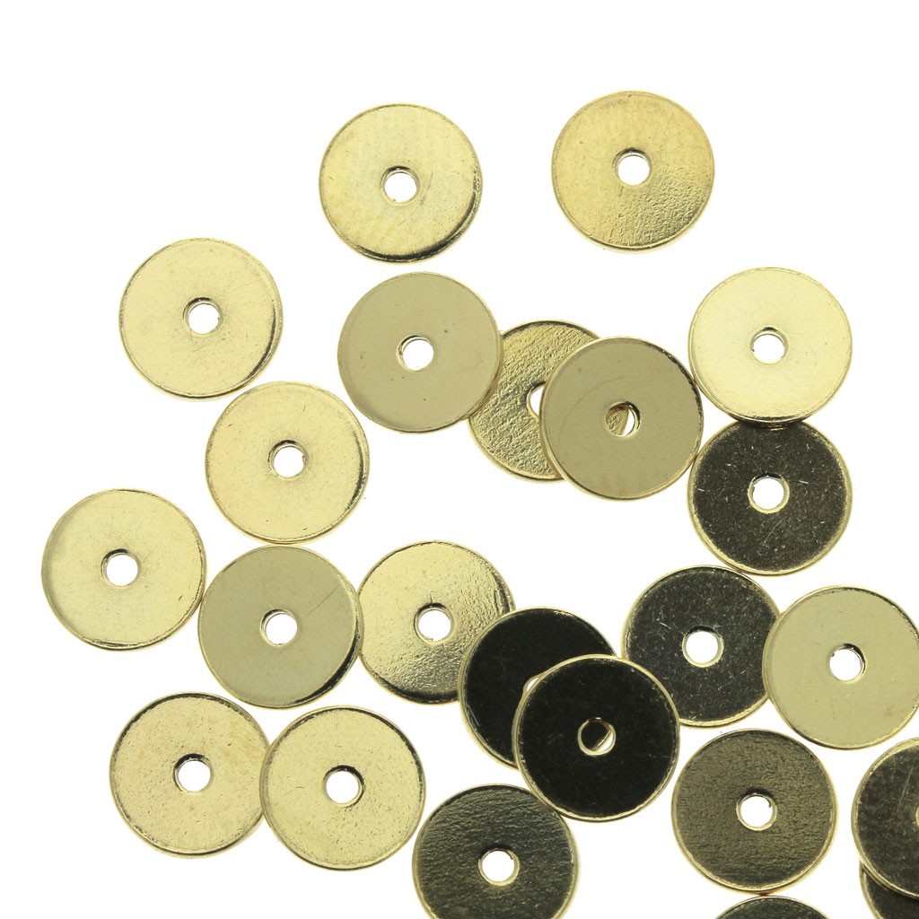 Brass Flat Washers Heishi 5 mm fine Gold plated x10 Perles & Co