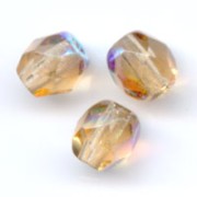 Fire Polished faceted round beads 3mm Smoked Topaz AB x50