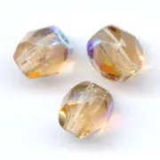 Fire Polished faceted round beads 3mm Smoked Topaz AB x50