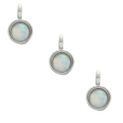 Small charm with an imitation Opale synthetic stone 3 mm Rhodium Tone x1|raw }}