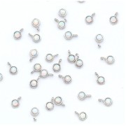 Small charm with an imitation Opale synthetic stone 3 mm Rhodium Tone x1