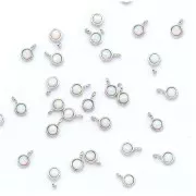 Small charm with an imitation Opale synthetic stone 3 mm Rhodium Tone x1