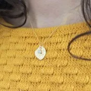 Small charm with an imitation Opale synthetic stone 3 mm Rhodium Tone x1