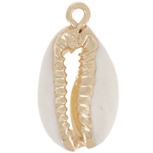 Pendant shell cauri 21 mm Natural - Gold x1