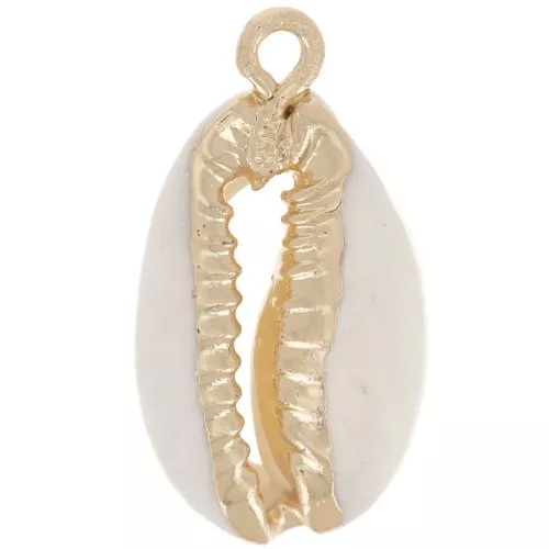 Pendant shell cauri 21 mm Natural - Gold x1