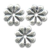 Metal spacer beads 13mm Old silver tone x4