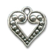 Heart charms 17mm Old silver tone x10|raw }}