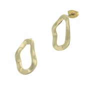 Irregular oval hammered earstuds to decorate 20x12 mm fine Gold plated x2|raw }}