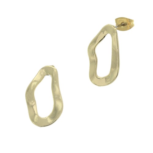 Irregular oval hammered earstuds to decorate 20x12 mm fine Gold plated x2