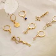 Zamac round earstuds with a white pearly bead 10 mm - fine Gold plated x2