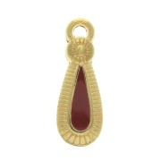 Ethnic zamac drop pendant with epoxy resin 21x8 mm Gold Tone / burgundy x1