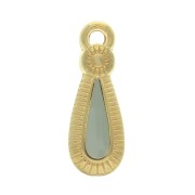 Ethnic zamac drop pendant with epoxy resin 21x8 mm Gold Tone / Mint x1|raw }}
