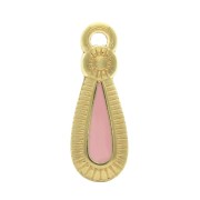 Ethnic zamac drop pendant with epoxy resin 21x8 mm Gold Tone / Pink x1|raw }}