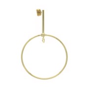 Brass ear studs with pendant ring 61x40 mm - fine Gold Tone x2