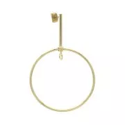 Brass ear studs with pendant ring 61x40 mm - fine Gold Tone x2
