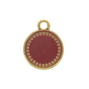 Round zamac pendant with epoxy resin 15x12 mm Gold Tone / burgundy x1
