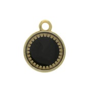 Round zamac pendant with epoxy resin 15x12 mm Gold Tone / Black x1
