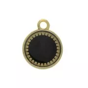 Round zamac pendant with epoxy resin 15x12 mm Gold Tone / Black x1