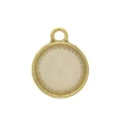 Round zamac pendant with epoxy resin 15x12 mm Gold Tone / Ivory x1