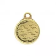 Round zamac pendant with epoxy resin 15x12 mm Gold Tone / Ivory x1