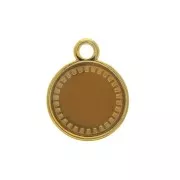Round zamac pendant with epoxy resin 15x12 mm Gold Tone / Ochre x1