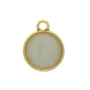 Round zamac pendant with epoxy resin 15x12 mm Gold Tone / Mint x1