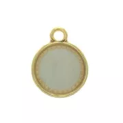 Round zamac pendant with epoxy resin 15x12 mm Gold Tone / Mint x1