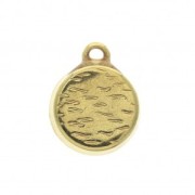 Round zamac pendant with epoxy resin 15x12 mm Gold Tone / Pink x1