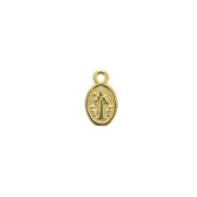 Oval medal charm with cross / Jesus patterns 13x8 mm - fine Gold plated x1|raw }}