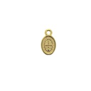 Oval medal charm with cross / Jesus patterns 13x8 mm - fine Gold plated x1