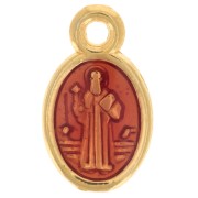 Charm / Medal oval religious symbol 13mm - Orange epoxy resin - Doréx1|raw }}