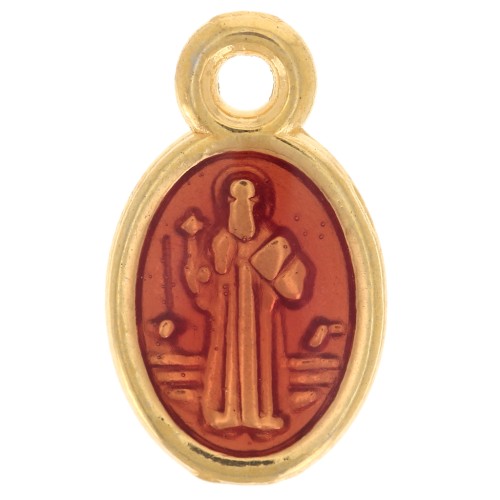 Charm / Medal oval religious symbol 13mm - Orange epoxy resin - Doréx1