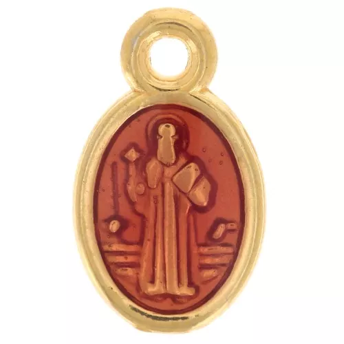 Charm / Medal oval religious symbol 13mm - Orange epoxy resin - Doréx1